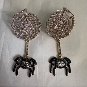 BaubleBar spiderweb rhinestone earrings
